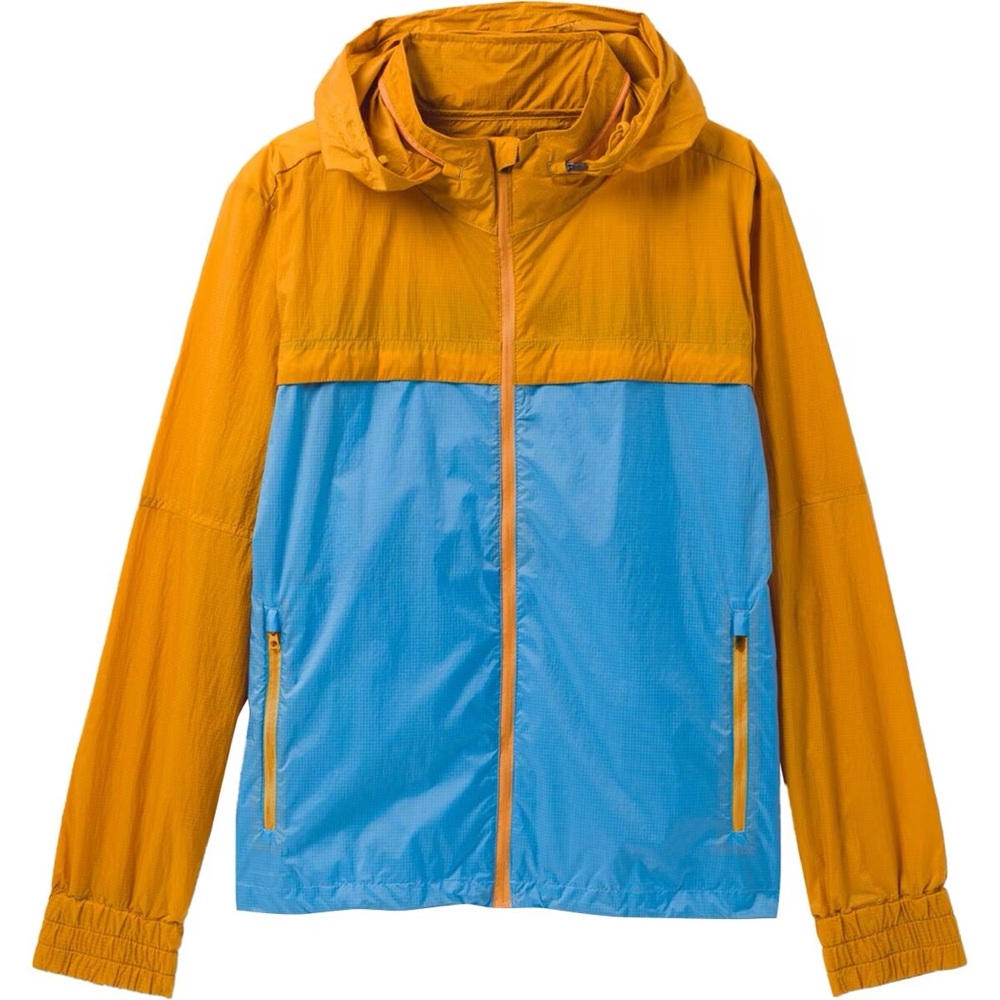 NWOT! PrAna Whistler Lightweight Windbreaker Color Block Packable Hood Jacket